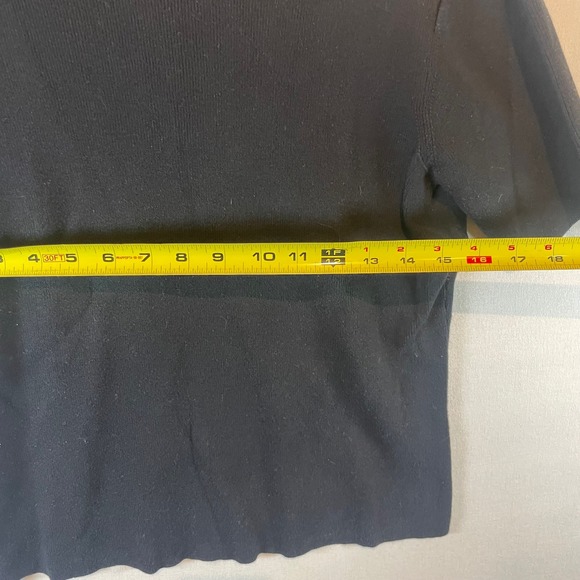 Talbots Black 100% Cotton Ribbed Short Sleeve Crew Neck Knit Top Small - Picture 4 of 8